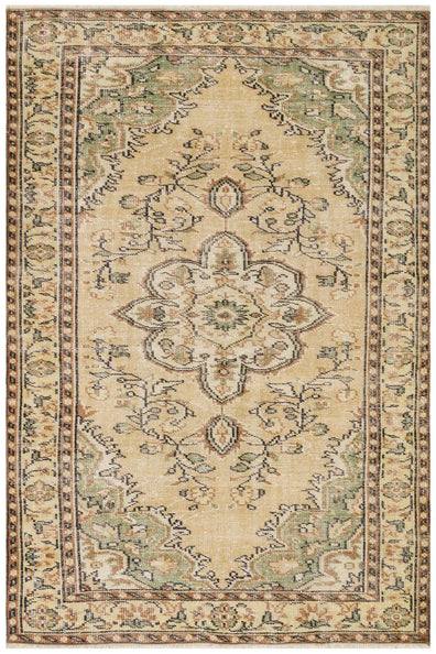 Authentic Turkish Floral Patterned Vintage Hand Woven Carpet